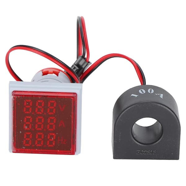 Strømsignalindikator Universal 3\" Display Firkantet Lampe Lys 60~500V AC AD16-22VAH Rød