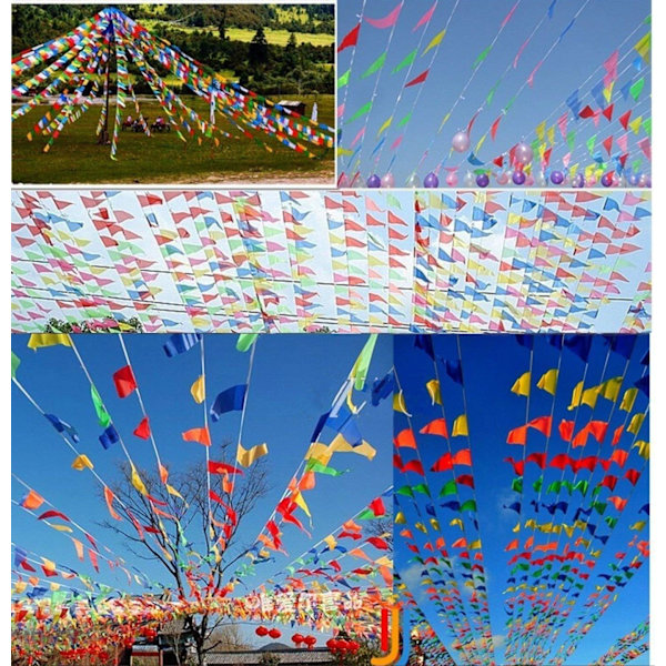 80 m, Bunting coloré de partie Drapeau triangel Chaîne de