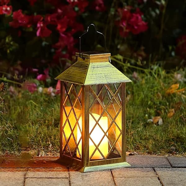 Solar Lantern, LED Solar Lamp Outdoor, med LED Candle Flame Fire Effect [Energiklass A+]