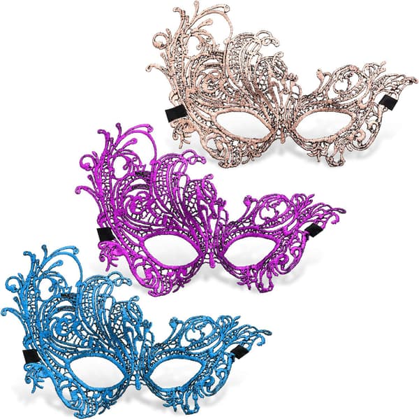 Flerfarvede maskerademasker Blondemasker Venetianske masker Halloween