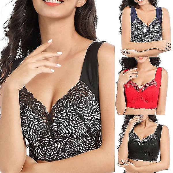 Ultimate ift Stretch Full Figur Sömlös Spets Cut-Out BH för kvinnor Samlade underkläder Andas_R Transparent Black L