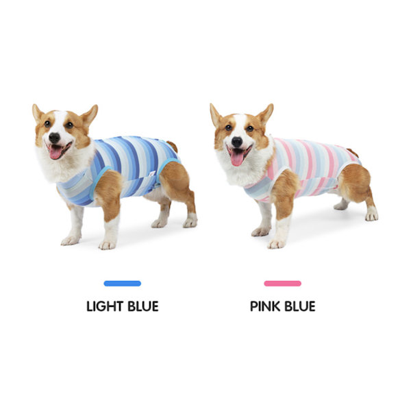 Lemmikkieläinten vaatteet Hengittävät koiranvaatteet juk selkäpainike Design Raidallinen painatus Blue Stripes M