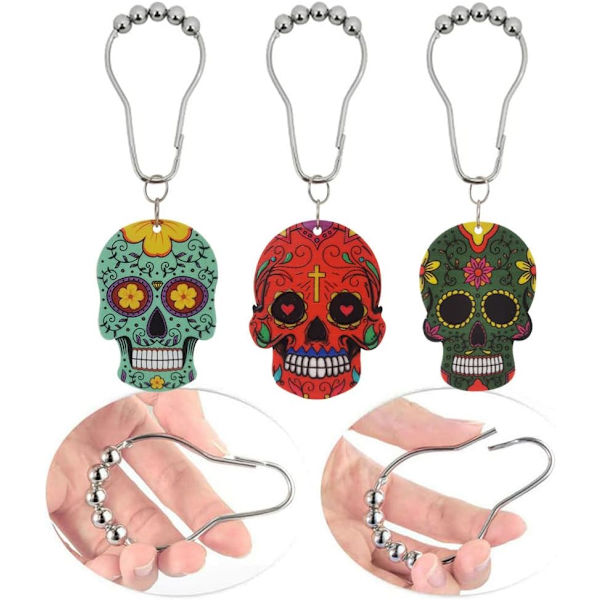 Skull Duschgardinkrokar för Halloween set