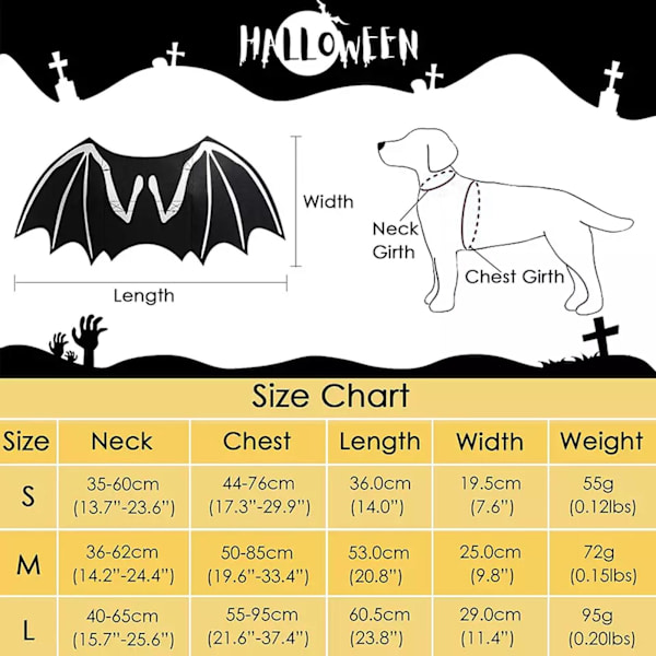 Halloween Kreative Hunde Kat Lysende Flagermusvinger Tøj Jul luminousC L