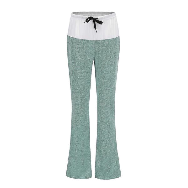2 st Dam Byxor Enfärgade Dragsko Vida Ben Plus Size Långa Byxor Pyjamas Xxl, Gräsgrön &