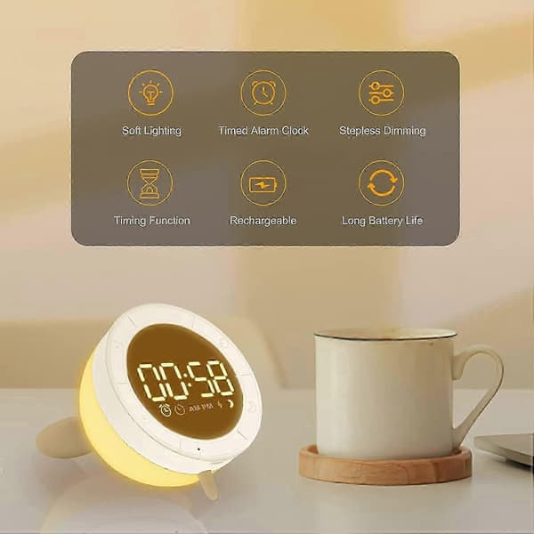Digital väckarklocka för barn, med nattlampa, timer, nedräkningsfunktion, USB-laddning, snooze-väckarklocka – bra
