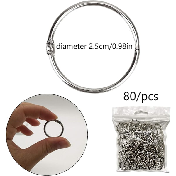 Pärmringar Bokringar 80 st Silver Metall Lösbladsbok