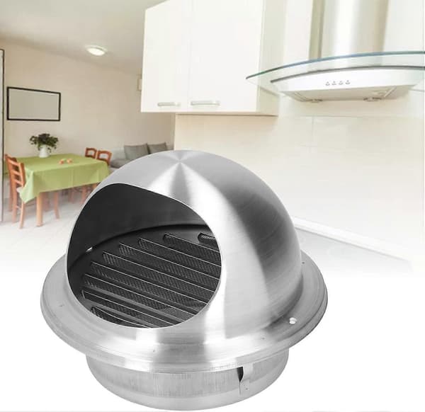 Ventilasjonsrist - Lamellrist - Veggmontert ventilasjonshette - Ventilasjonshette - Rustfritt stål - Rund - 190 mm - For 155 mm rør - Reus