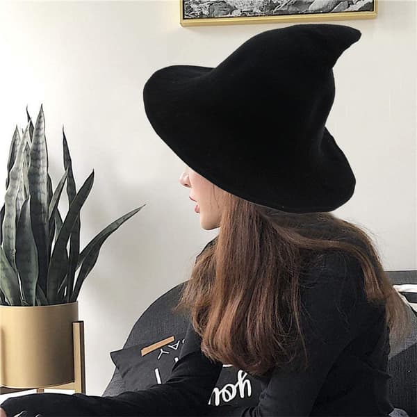 Kvinnor Häxhatt för Halloween Ull Hattar Bred brätte Spire Stickad style 4 M