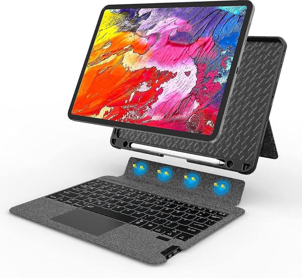 Bluetooth magnetiskt löstagbart tangentbord med mjukt case för Ipad iPad Pro 12.9 2021