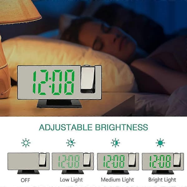 LED-projeksjonsklokke Multifunksjonell Digital Vekkerklokke Med USB