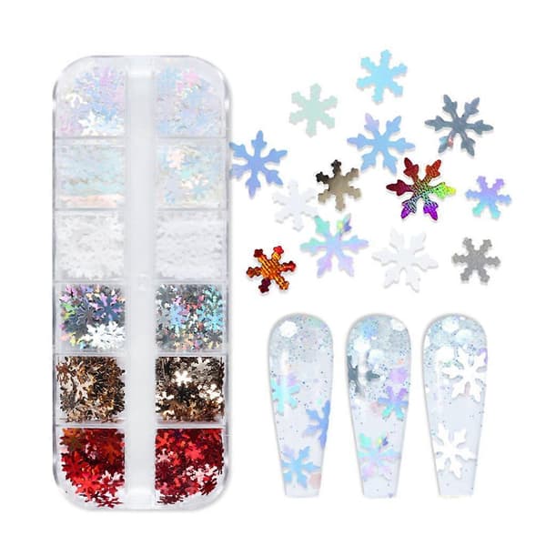 Lumihiutale kynsipaljetit glitter-paljettilastut UV-geelikynsitarrat laser 3D