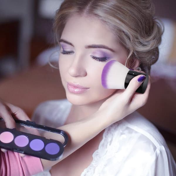Nail Art Kort skaft Støvbørste Face Blush Børste 4 dele (lilla + blå) blue