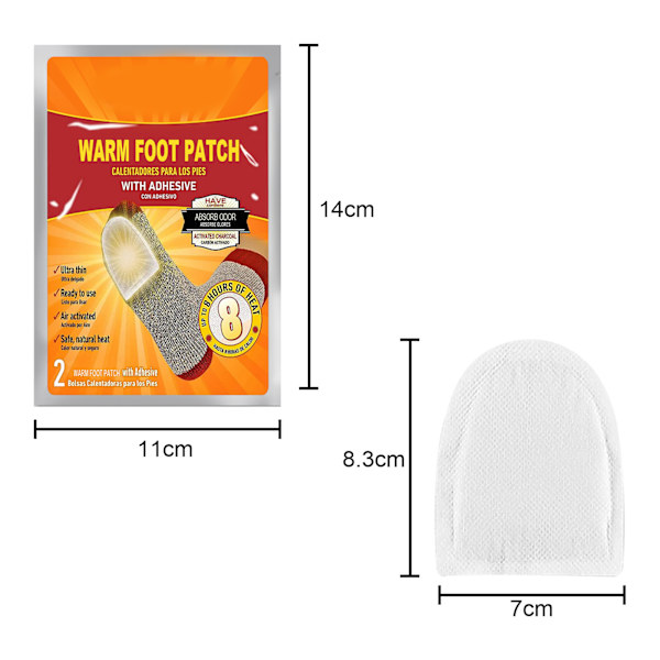 Bärbar varm fotplåster Självuppvärmande innersula Paste Multipurpose Body Foot Warmer Sticker för vinter 14pcs