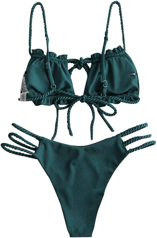 Dame Slips Cutout Nøkkelhull Cami String Bikini Sett Todelt Badeantrekk