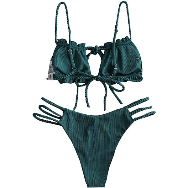 Naisten solmittava Cutout Avaimenreikä Cami String Bikini -setti Kaksiosainen uimapuku