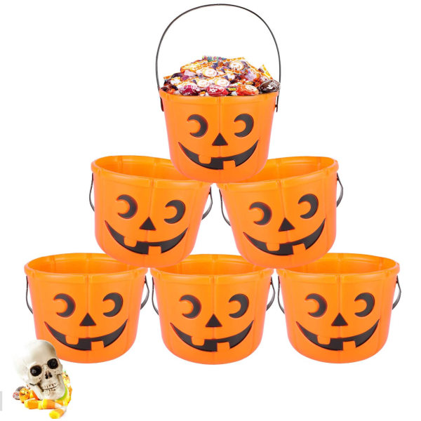 6X Halloween-korgar, pumpahinkar för att samla Halloween
