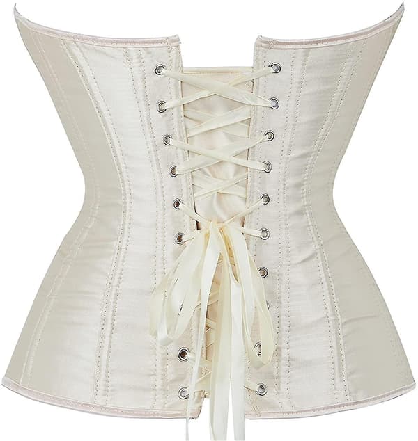 Dame Bustier Korset Top Undertøj Sæt Sort Satin Waist Cincher White X  large