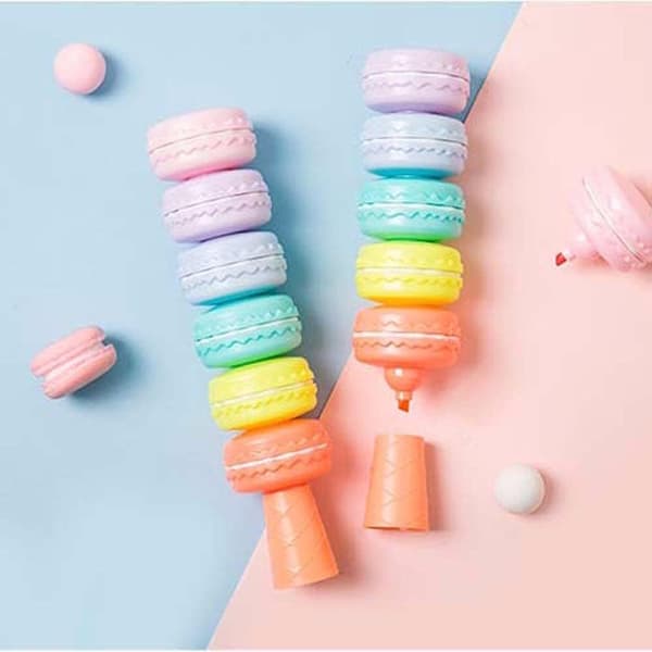 2 kpl hienoja eväskorostuskyniä, lajitelma värejä, Macaron-kakku