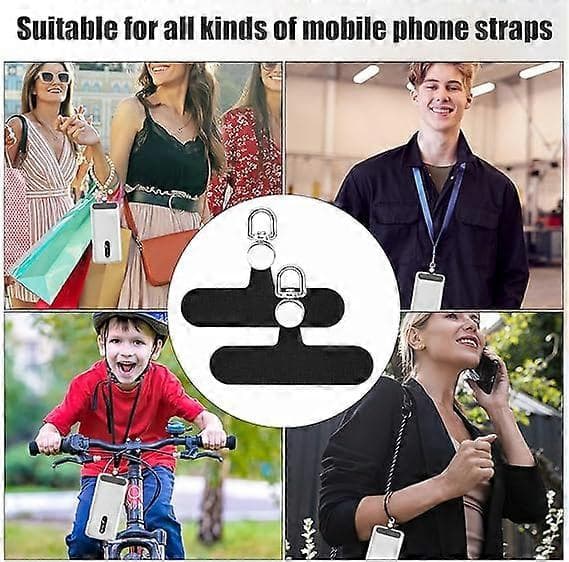 2 st Roterbara, Glänsande Fästlappar för Mobiltelefonrem för iPhone, Andra Telefoner (Svart)