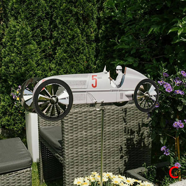 Tuulimylly Puutarha Tuuliviiri Autokilpailija Tuuli Metalli Juhla Festivaali Orn white one-size