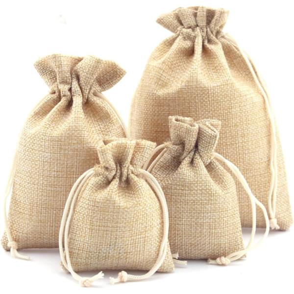 50 kpl Jute-lahjapussit vetoketjulla, pellavajutepusseja Candy B