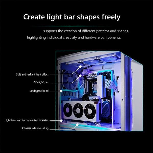 ARGB LED lysstripe 5V 3 PIN ARGB Aura Fleksibel Led Båndlys Neon Datamaskinlampe Stripe Dekor for PC-kabinett Hovedkort