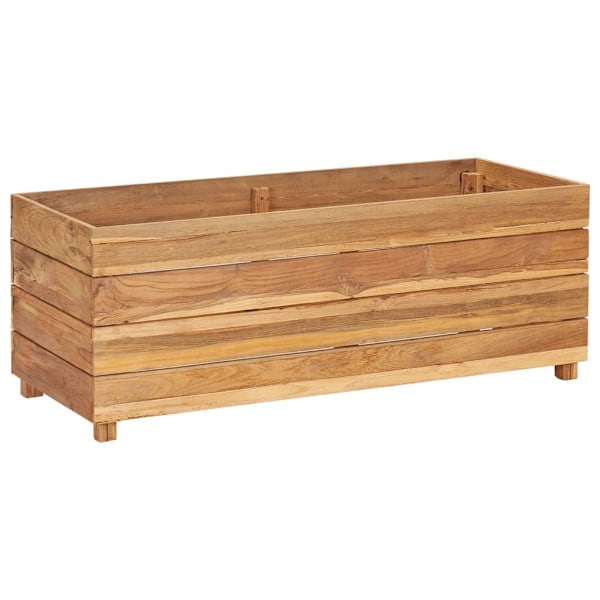vidaXL Plantekasse opphøyd 100x40x38 cm massiv teak og stål brown