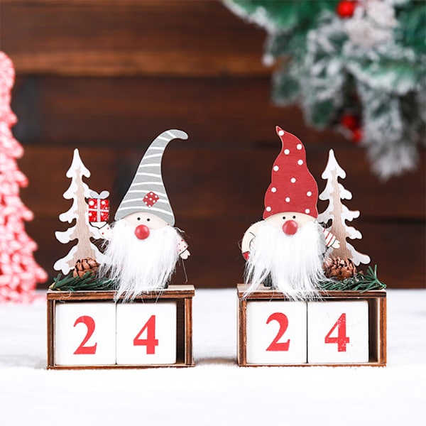 Jule-adventskalender Nedtælling Julemand Træ Dekoration Grey cap