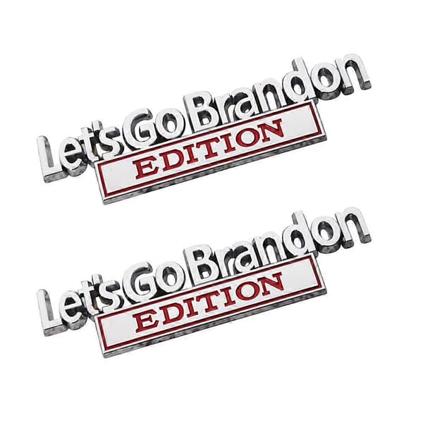 2 st \"Lets Go Brandon\" bilsidodekaler, bilmetallmärke, bildekorationsaccessoarer