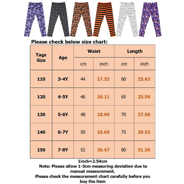 Stripete bukser for barn Halloween langbukse Orange Black Stripe 110cm
