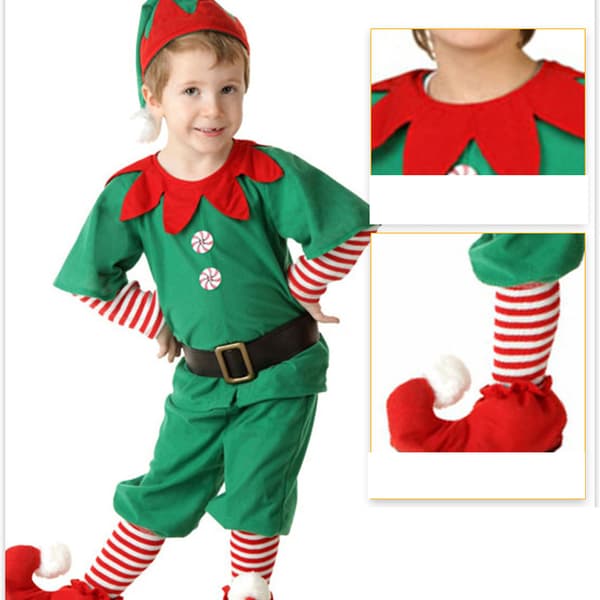 Nissekostume Grøn nissehue Børnejulekostume 100 cm