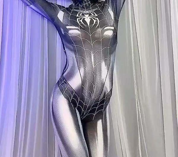 Spiderman Cosplay-kostym för kvinnor, Halloween påsk black M