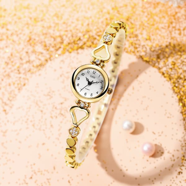 #Kvinders Kvartsur med Moderperle Skive Analog Visning og Armbånd#