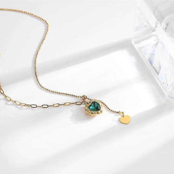One Piece Rustfritt Stål Stilfullt Grønn Farge Hjerteformet Choker