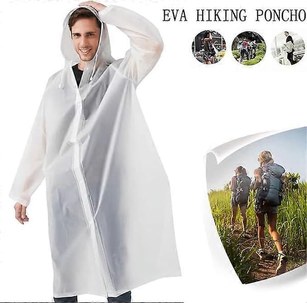 2-pack regnrockar för män och kvinnor, återanvändbara, vattentäta regnponchos, transparenta regnskydd