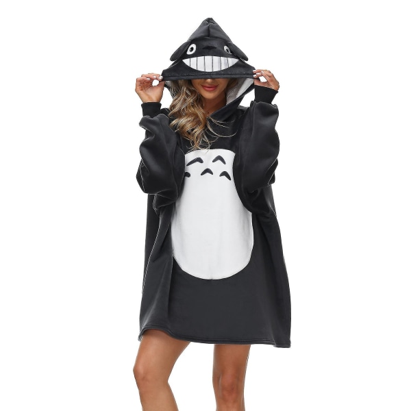 Totoro Animals Filt Huvtröja Oversized Sherpa Mjuk Varm Bekväm Plysch Halloween Kostymer Loungewear