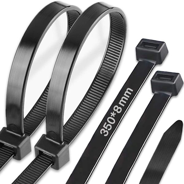 Caiery-paket med 100 långa buntband - 350 mm x 8 mm - UV-beständig
