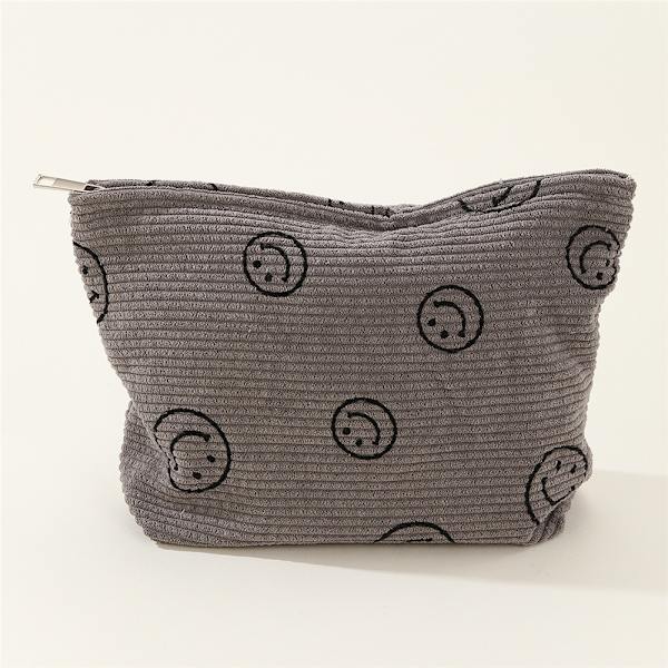 Bärbar Smiley Face Makeup Bag Manchester Toalettväska för kvinnor Resor Gray