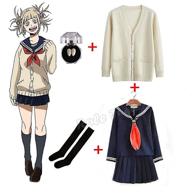 My Hero Academia Cosplay Halloween kostym Anime Boku No Hero Academia Himiko Toga Jk Uniform Sweate 5pcs set