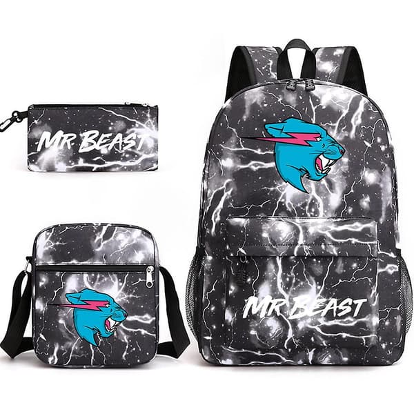Mr. Beast Lightning Cat Tredelt rygsæk Skuldertaske Z qd
