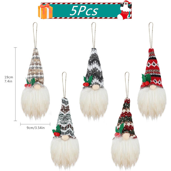 Julhängande tomtar Ornament LED (5st)