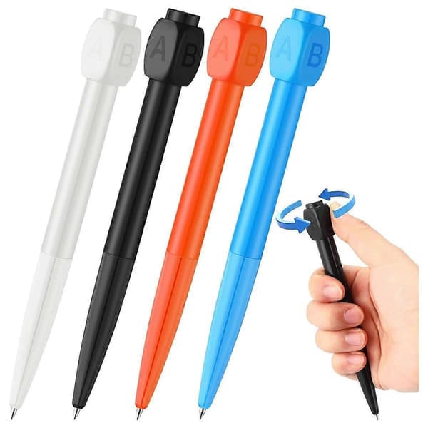 4 stk. C D rotationsreducerende kuglepenne Gadget Stressaflastende pen til kontoret