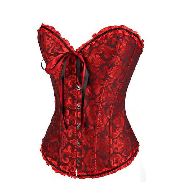 Jacquardvest shapewear, stroppeløs korsett Black*Red S