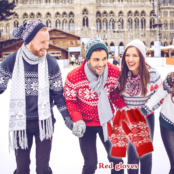 Julhandskar, Vinter Kvinnor Print Dubbellager Håll Varma Handskar, Ljuvliga Vinter Kvinnor Handskar för Kvinnor & Herr Julfest