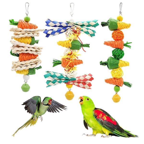 Fågelpapegojleksaker Majsskal Palmrottingbollar Grässtrimlare för Conures