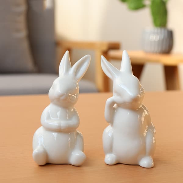 Påske Mini Kaninfigurer til Børn Påske Keramiske Ornamenter Lo