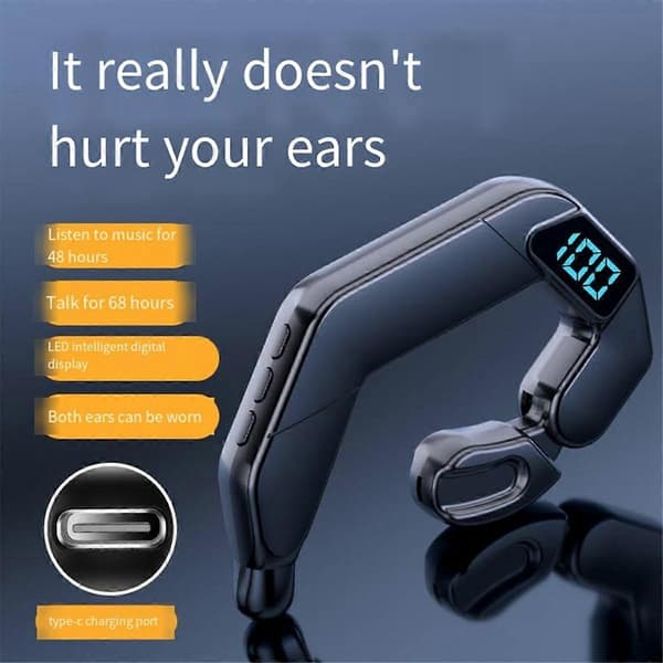 Nytt V19 Bluetooth-headset Benledning Öronhängande Typ Icke-i-örat Digital Display Business Sport Öppen Typ
