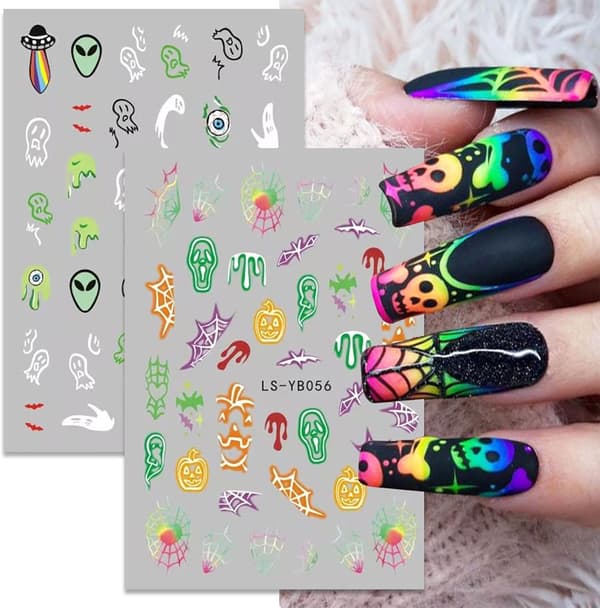 9 ark Halloween Glow in The Dark Nail Art Stickers Dekaler