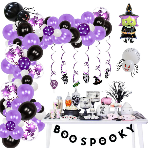 Halloween Ballong Chain Party Dekoration 72st Lila Polka Dot Wizard Latex Set set 1
